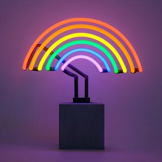 Locomocean Glas Neon Tischlampe mit Betonsockel - Regenbogen  