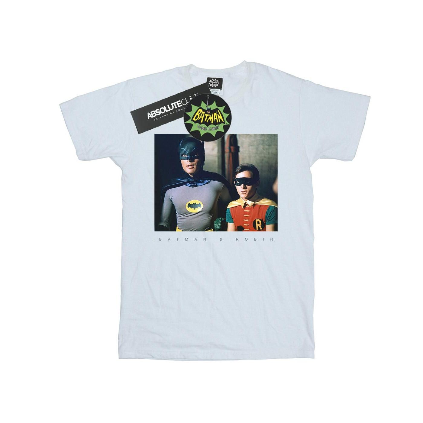 Image of Batman Tv Series Dynamic Duo Photograph Tshirt Herren Weiss L