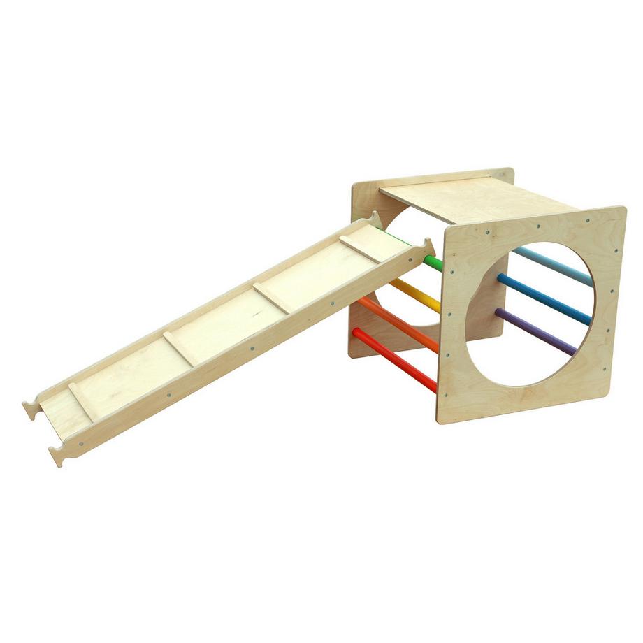 Montessori  Kletterwürfel mit XXL Rutsche - Hell 