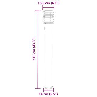 VidaXL lampada da terra per esterni Acciaio inossidabile  