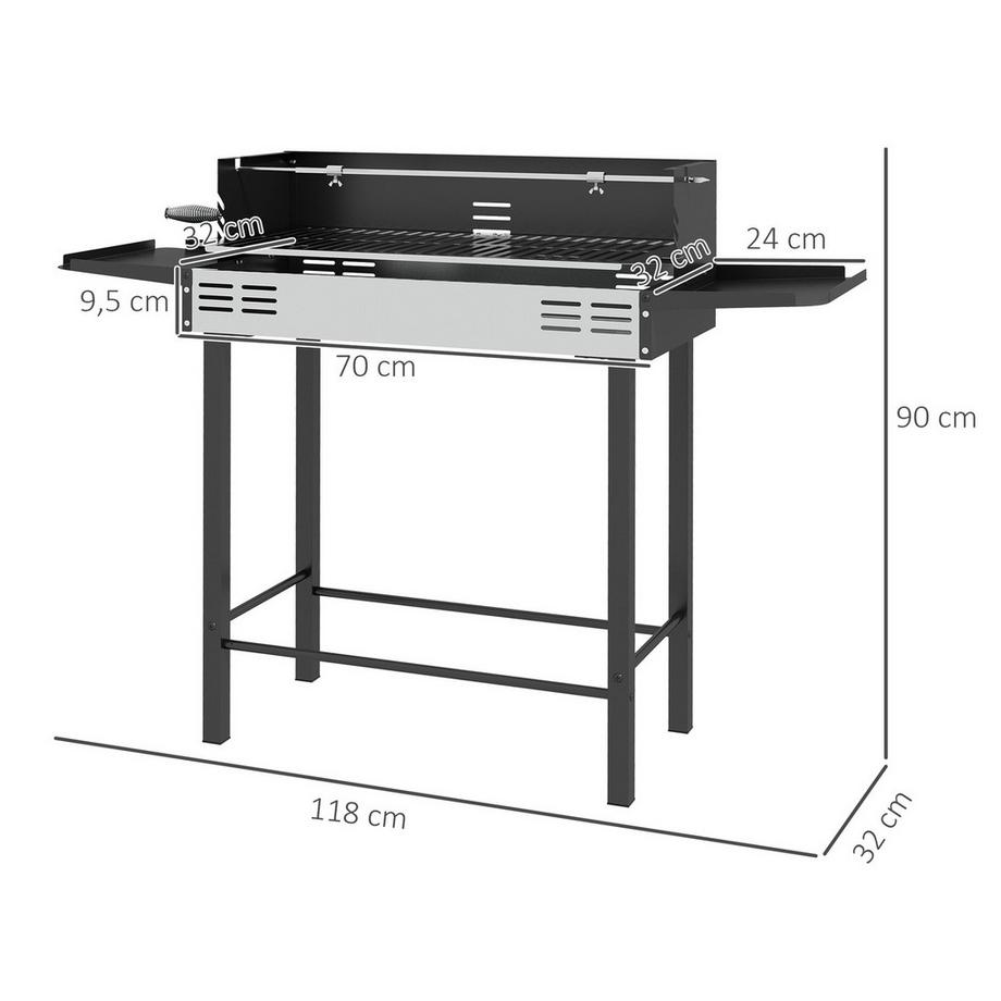Northio Barbecue Au Charbon De Bois Barbecue De Camping Avec Grille Et Kit De Rôtissoire Pliable Camping Jardin Bbq Acier Inoxydable + Métal Noir  