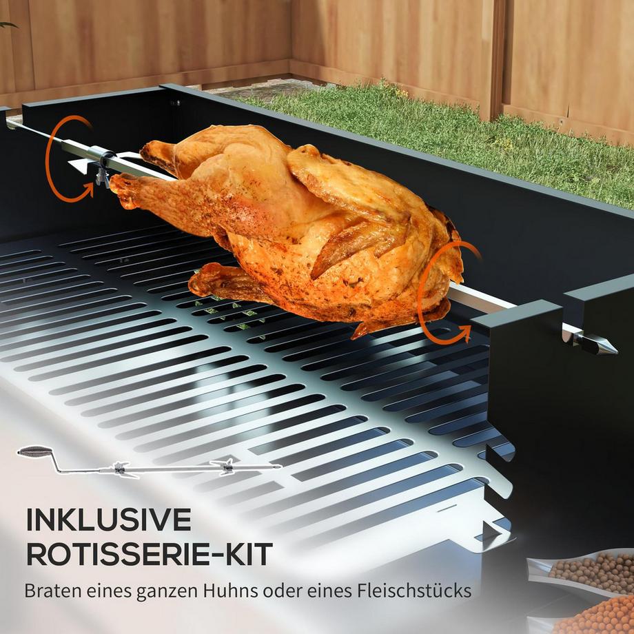 Northio Barbecue Au Charbon De Bois Barbecue De Camping Avec Grille Et Kit De Rôtissoire Pliable Camping Jardin Bbq Acier Inoxydable + Métal Noir  