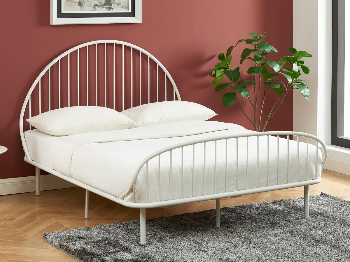 Vente-unique Letto 140 x 190 cm Metallo Bianco + Materasso - ISELIA  