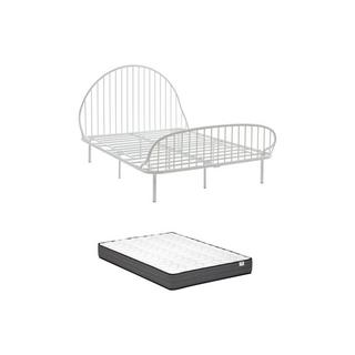 Vente-unique Letto 140 x 190 cm Metallo Bianco + Materasso - ISELIA  