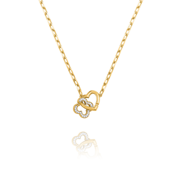 PASSION Herz- und Kleeblatt-Halskette aus Goldsilber und Zirkonoxiden