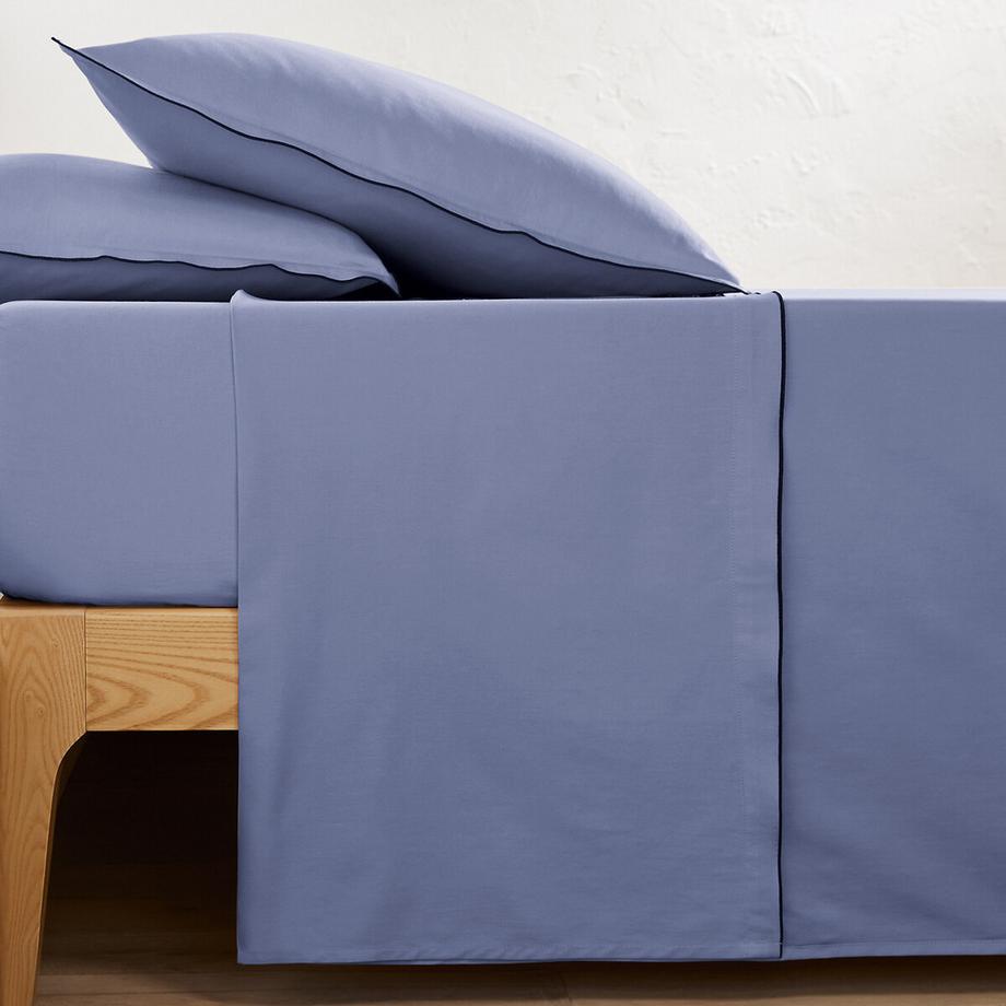 Drap plat satin de coton lavé