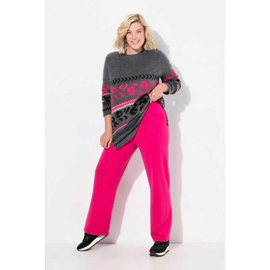 Ulla Popken Pantaloni in Maglia Gamba Larga Vita Elastica  