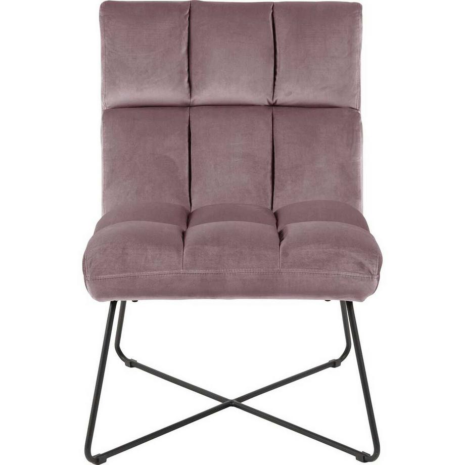 mutoni Loungestuhl Stoff rose Metall Schwarz mat 62x90  