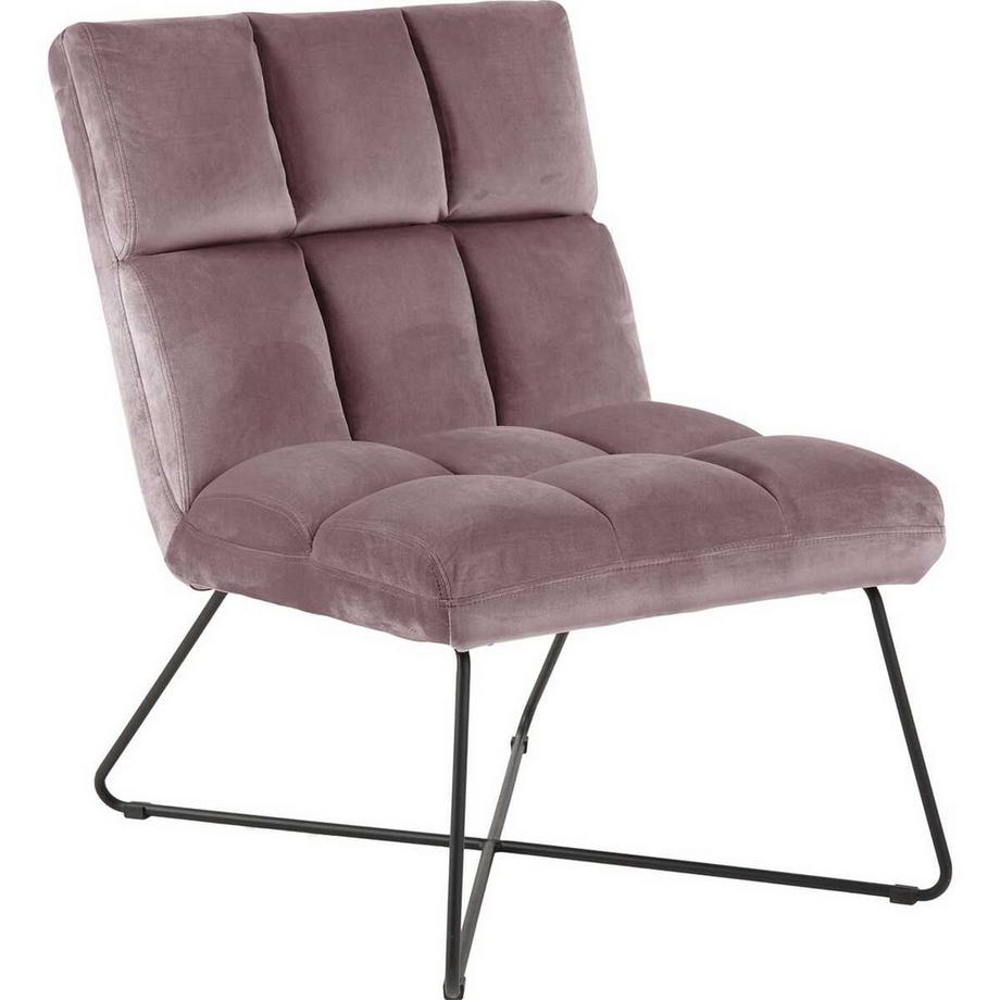 Loungestuhl Stoff rose Metall Schwarz mat 62x90