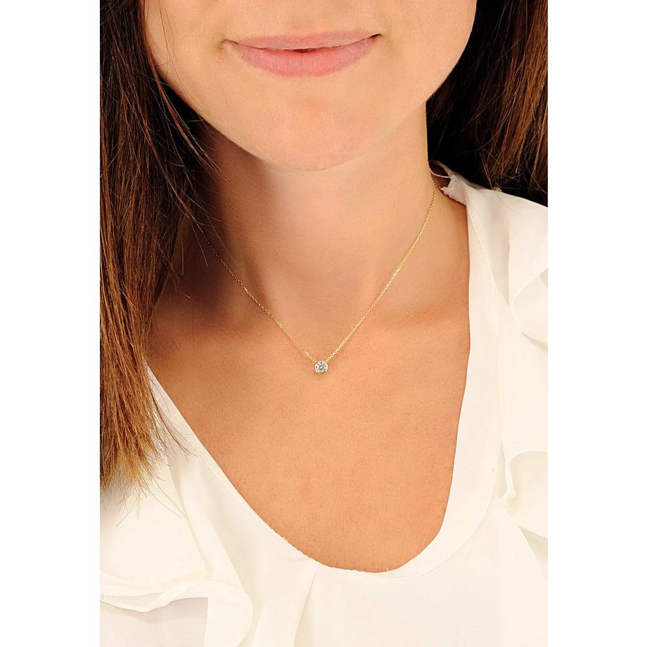 MUAU Schmuck  Solitär Anhänger Zargenfassung Gelbgold 750 Diamant 0.33ct. 6.5x6.5mm 