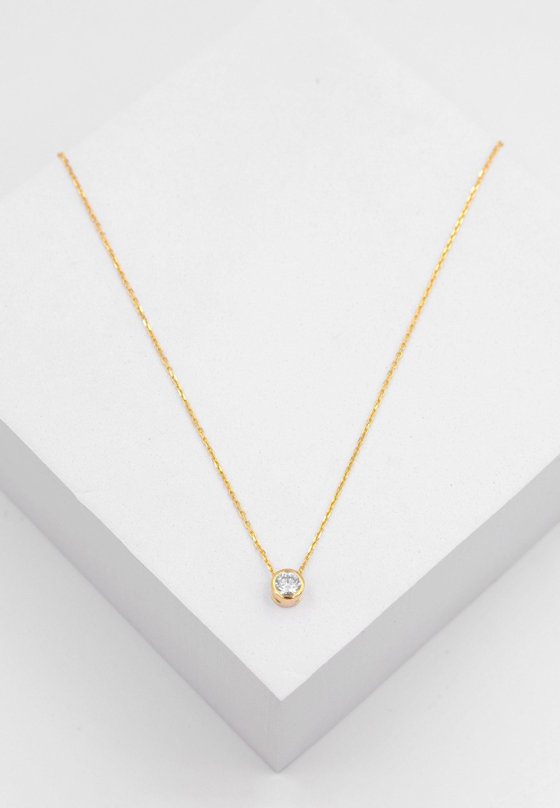 MUAU Schmuck  Solitär Anhänger Zargenfassung Gelbgold 750 Diamant 0.33ct. 6.5x6.5mm 