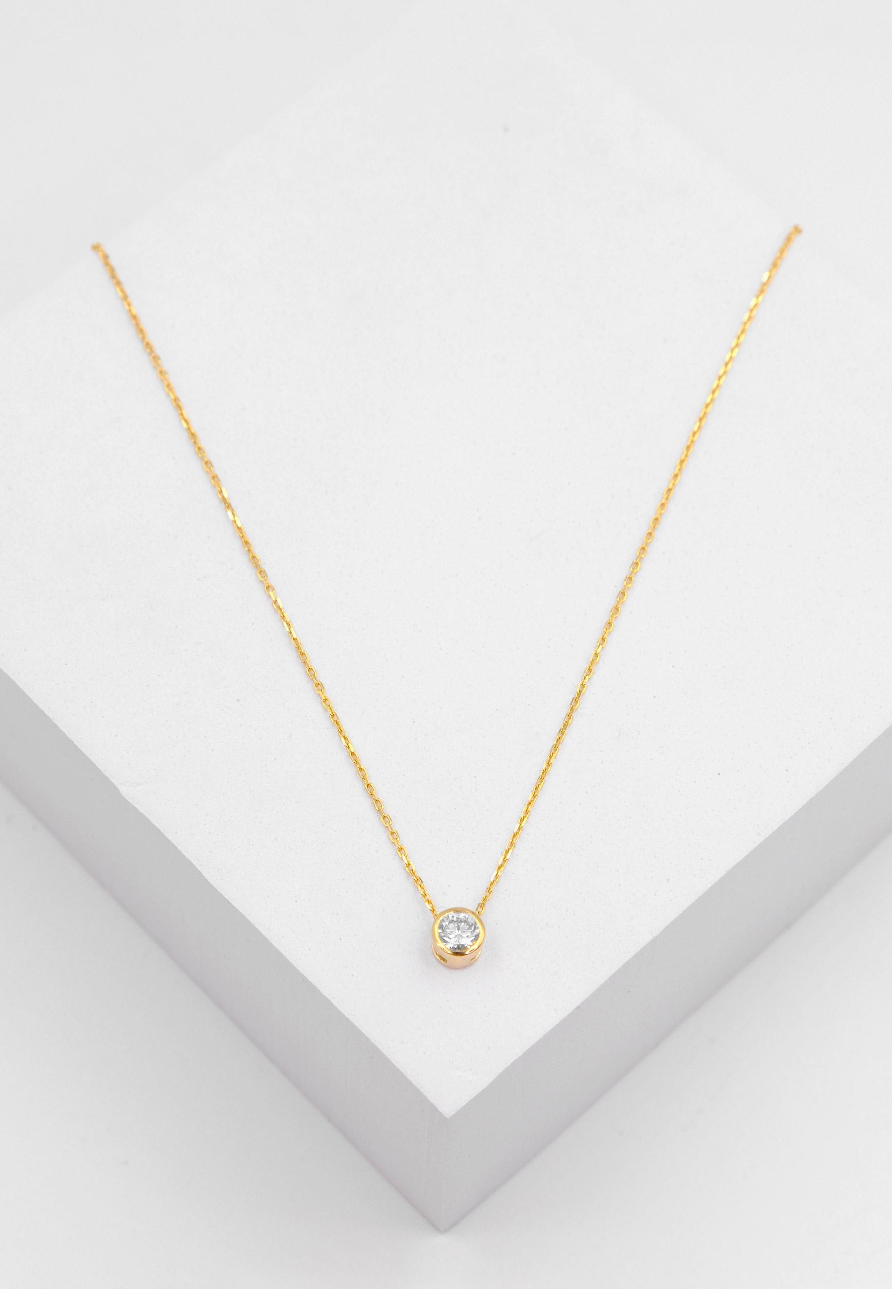 Image of Solitär Anhänger Zargenfassung Gelbgold 750 Diamant 0.33ct. 6.5x6.5mm Damen Gelbgold ONE SIZE