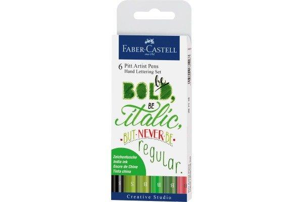 Faber-Castell FABER-CASTELL Pitt Art Pen Handlettering 267117 grün 6 Stück  