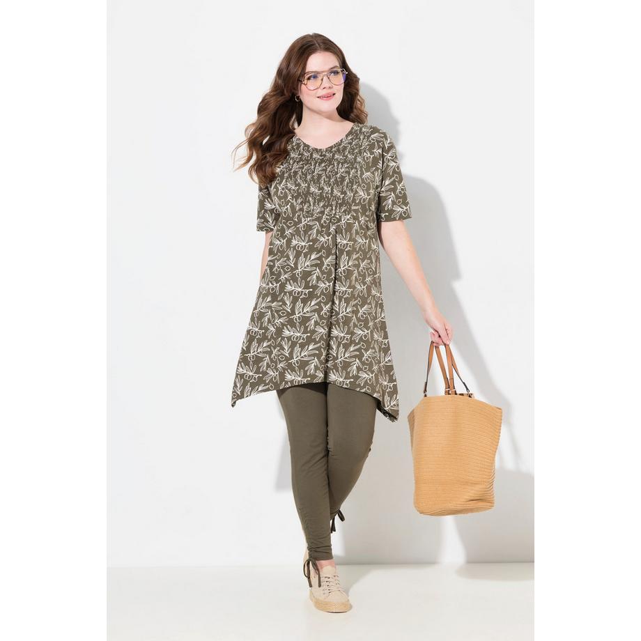 Ulla Popken A-Linie V-Ausschnitt Halbarm Longshirt  