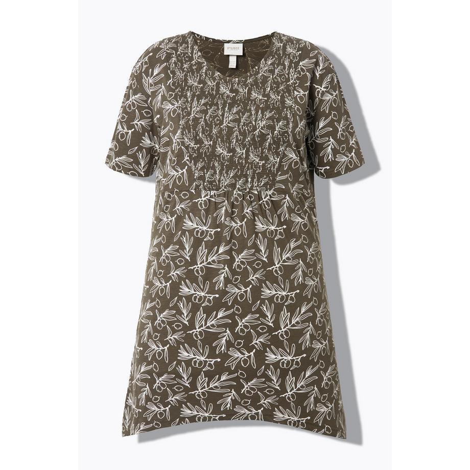 Ulla Popken A-Linie V-Ausschnitt Halbarm Longshirt  