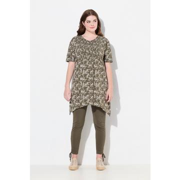 Long T-Shirt, Coupe A-Ligne, Encolure V, Manches Courtes, Coton Bio