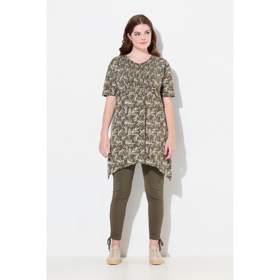 Ulla Popken A-Linie V-Ausschnitt Halbarm Longshirt  