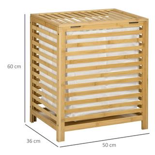 Northio Portabiancheria In Bambù Da 55 Litri Con Coperchio E Sacco Per Biancheria Rimovibile Per Camera Da Letto, Bagno, Naturale, 50X36X60 Cm  