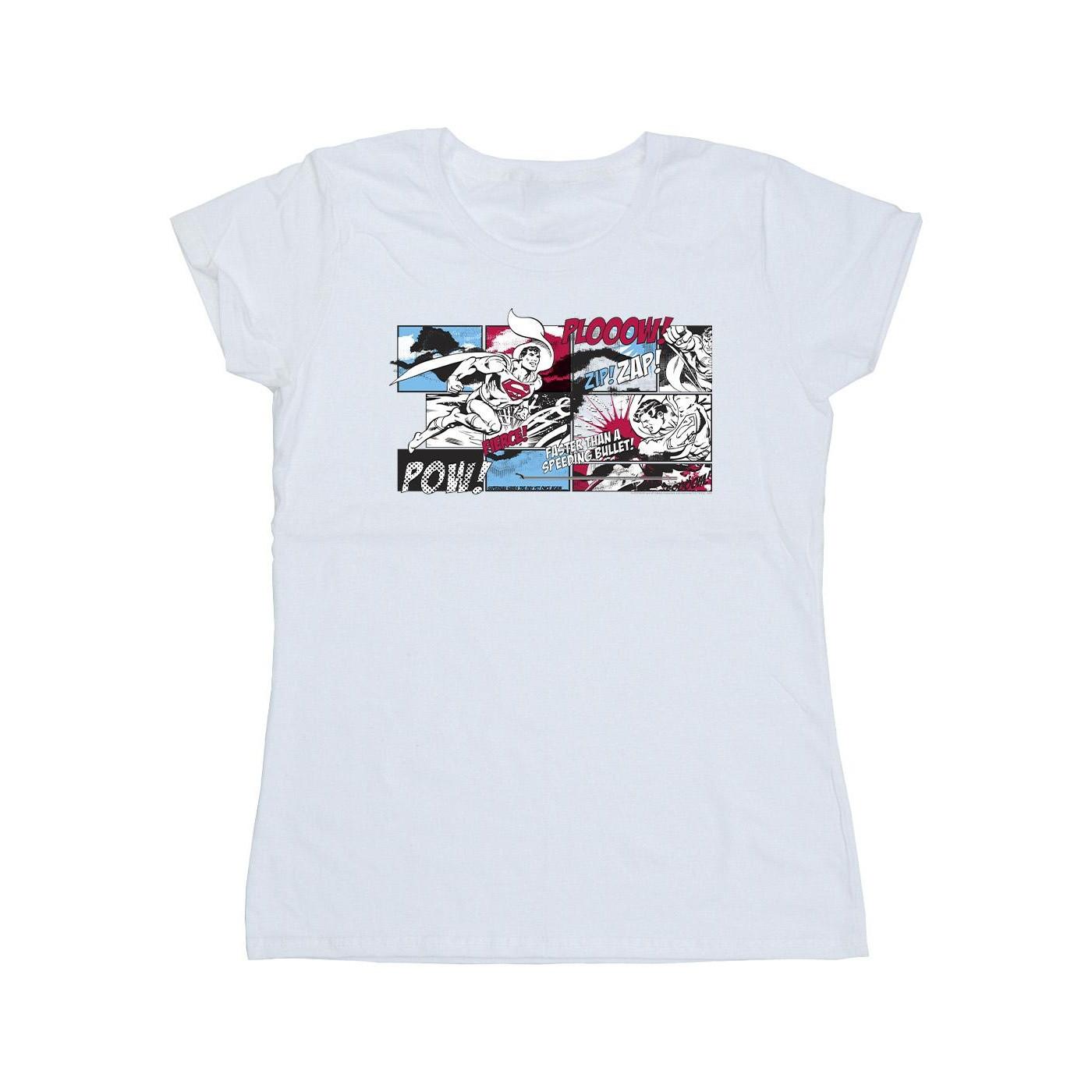 Image of Superman Comic Strip Tshirt Damen Weiss L
