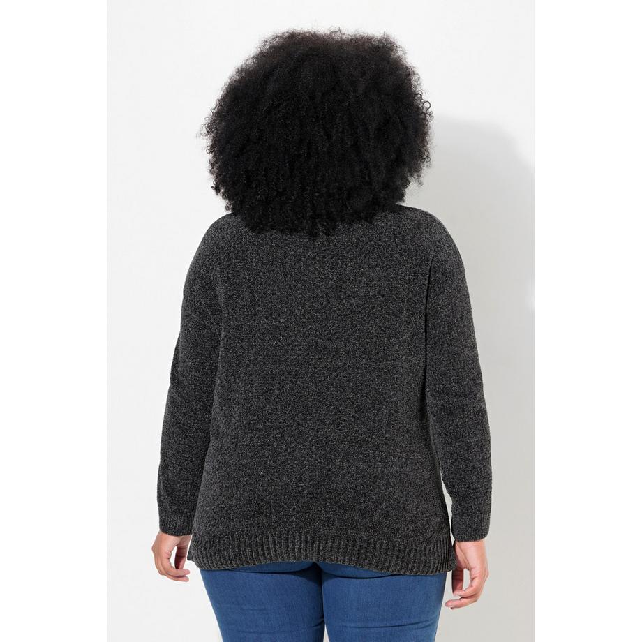 Ulla Popken Pullover oversize in ciniglia collo alto maniche lunghe  