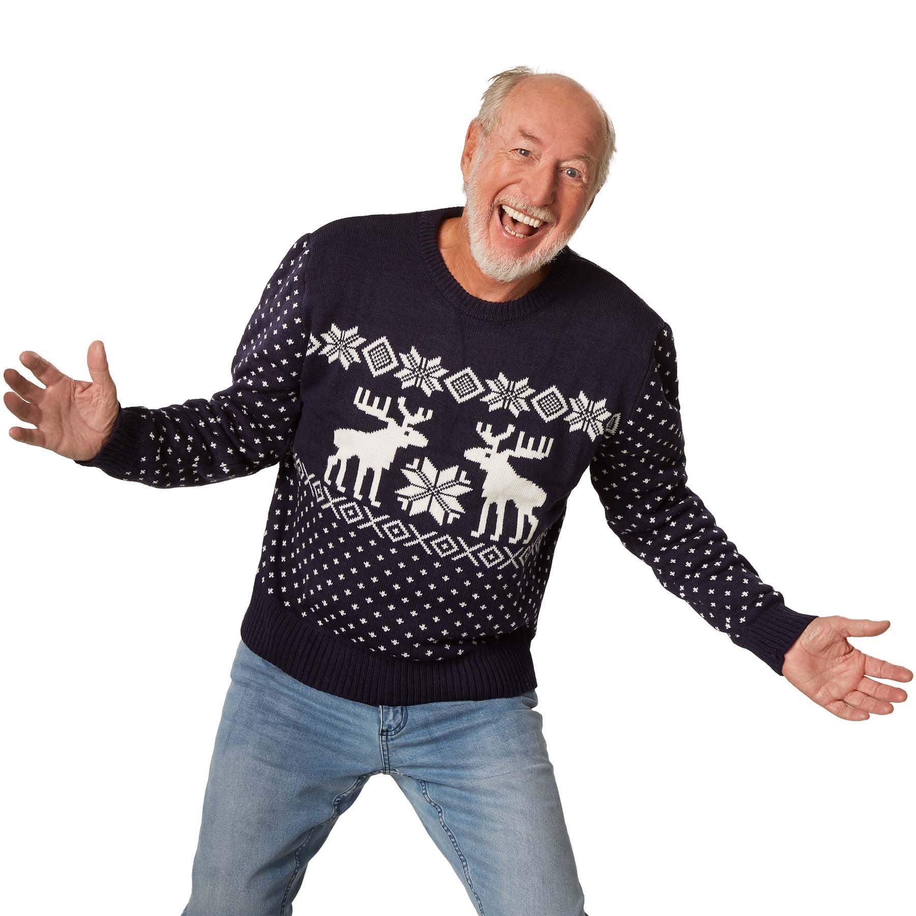 Image of Weihnachtspullover Schneegestöber-weiß Herren Multicolor S