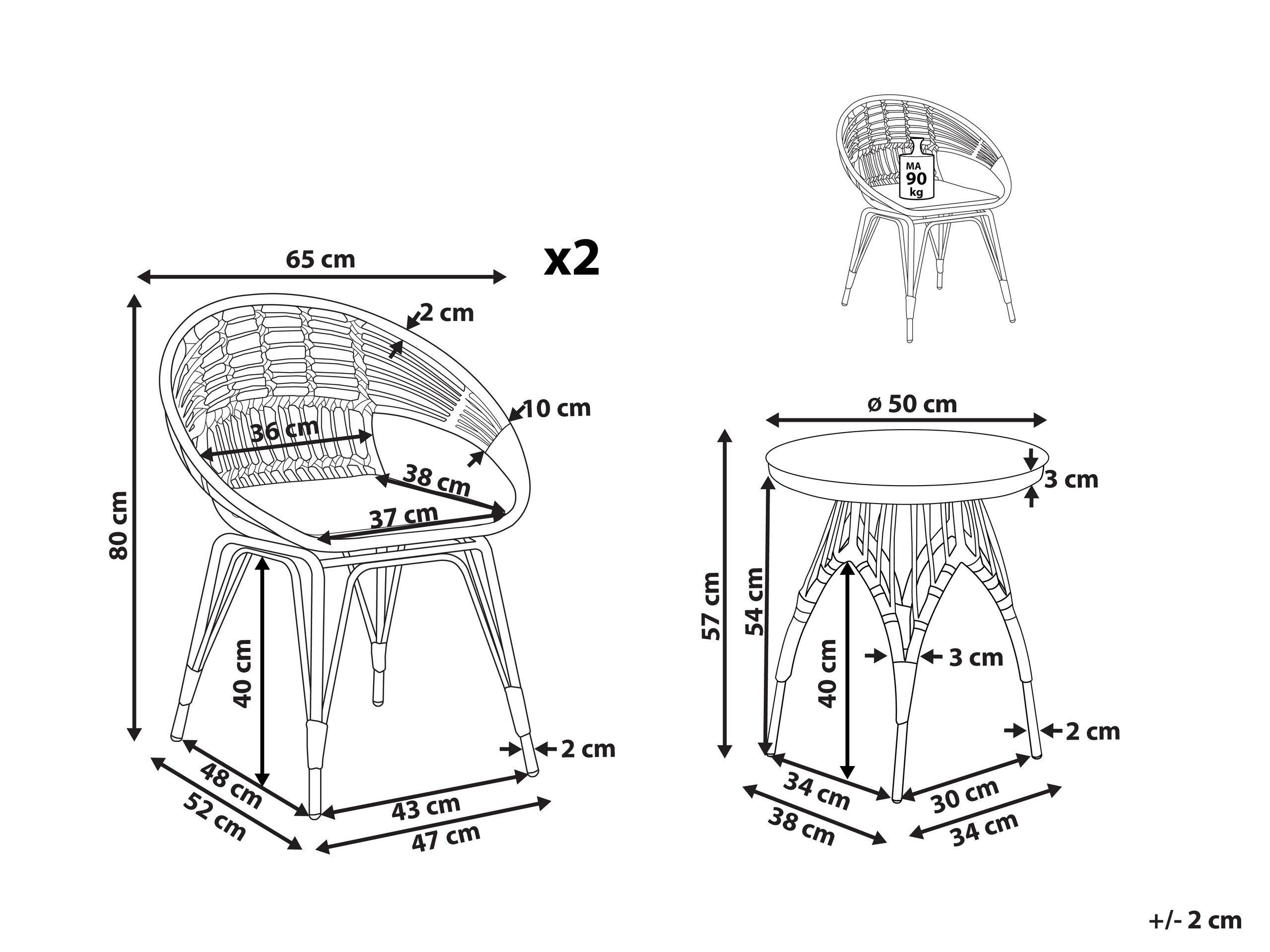 Beliani Ensemble pour bistro en Polyrotin Moderne PELLARO  