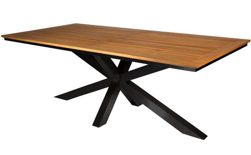 mutoni Table de jardin Monaco Piétement Noir XX - plateau teck  