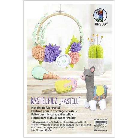 Ursus  Bastelfilz Pastell 150 g/m² , 20 x 30 cm, 10 Blatt 