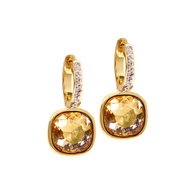 Image of Ohrringe Mit Geschliffenen Kristallen "dana" Unisex Gold 23mm