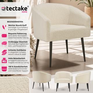 Tectake Poltrona Mysig beige, imbottitura spessa con tessuto bouclé  