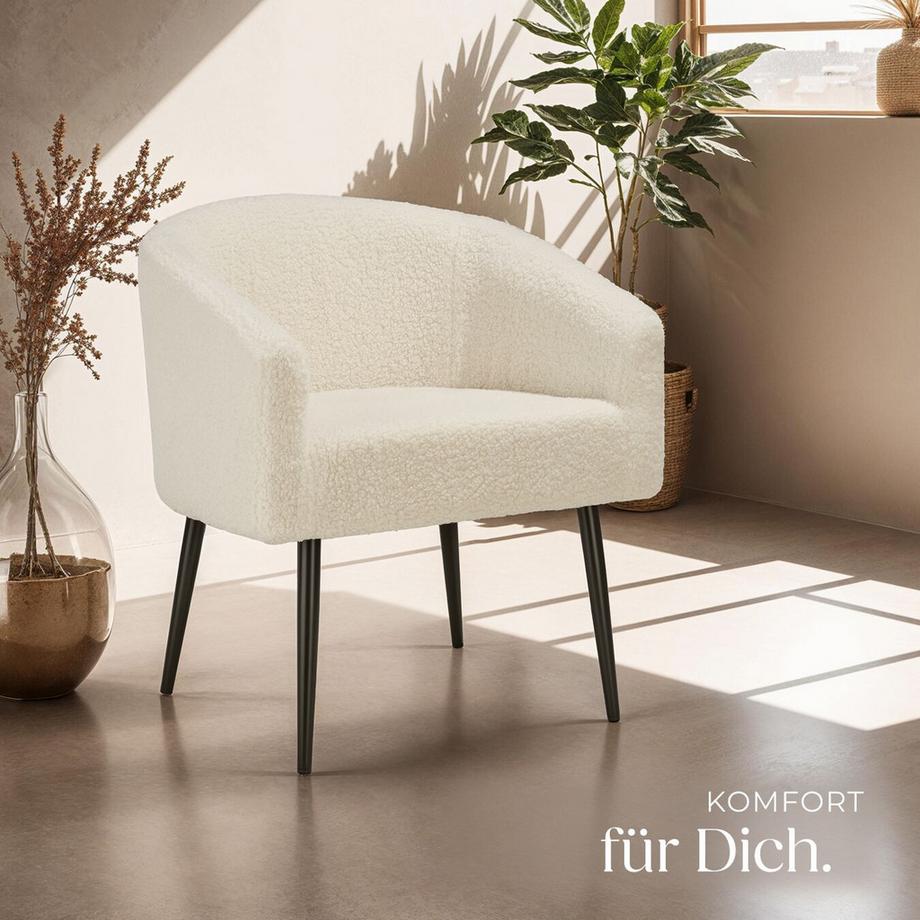 Tectake Fauteuil MYSIG rembourré avec revêtement en tissu bouclette  