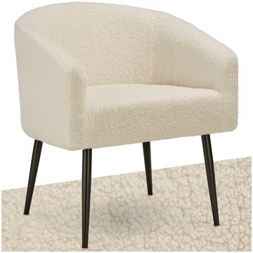 Fauteuil Mysig beige, rembourrage épais et tissu bouclette