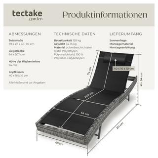 Tectake Lettino prendisole in rattan  Aurora  robusto e resistente ai raggi UV  
