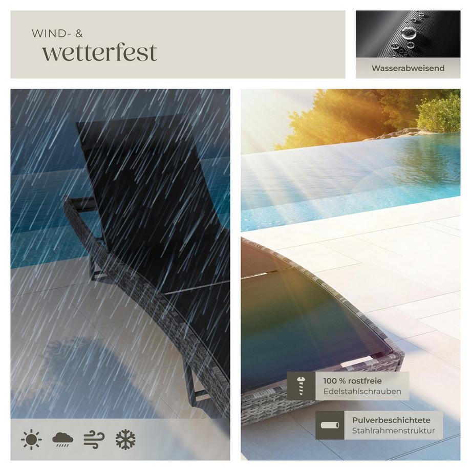 Tectake Lettino prendisole in rattan  Aurora  robusto e resistente ai raggi UV  