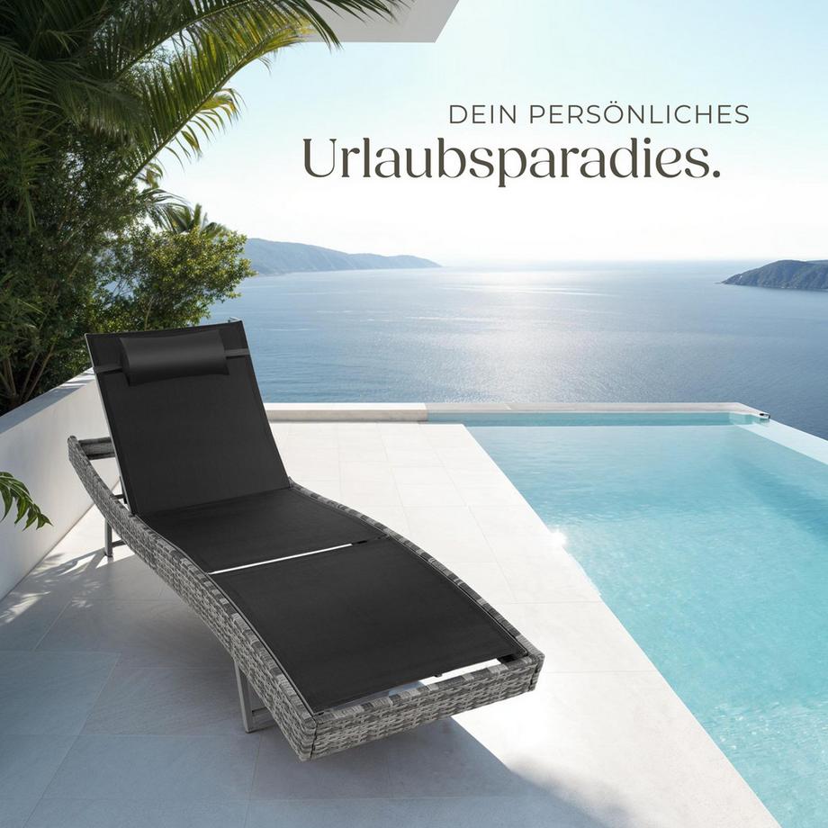 Tectake Lettino prendisole in rattan  Aurora  robusto e resistente ai raggi UV  