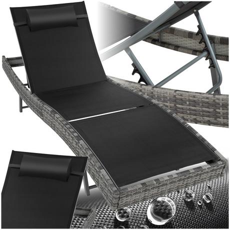 Tectake Lettino prendisole in rattan  Aurora  robusto e resistente ai raggi UV  