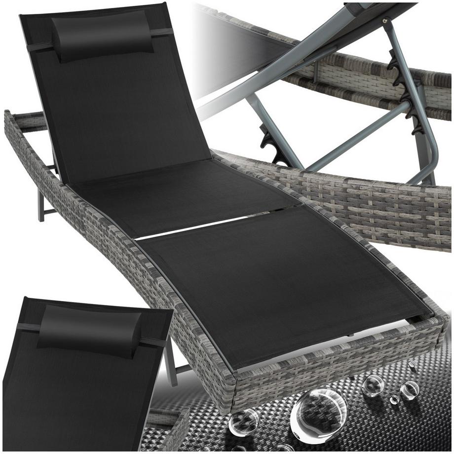 Tectake Lettino prendisole in rattan  Aurora  robusto e resistente ai raggi UV  
