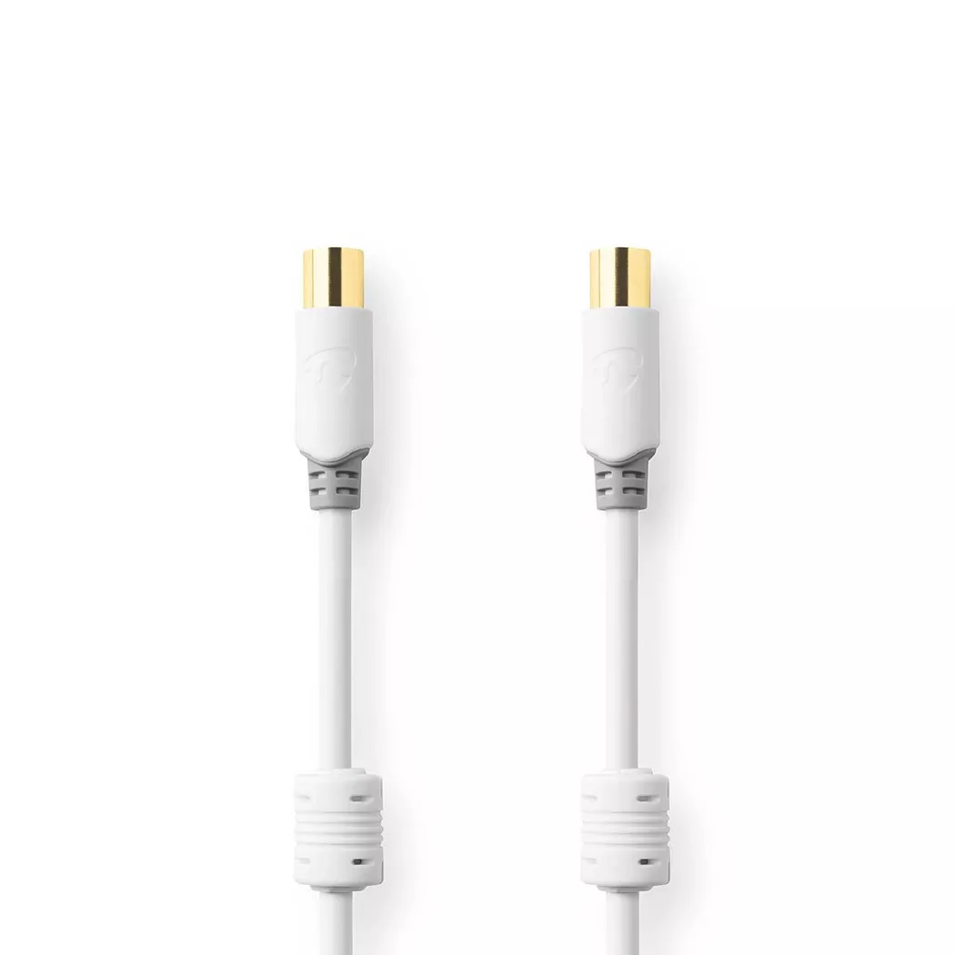 Nedis Coax Cable | IEC (Coax) Male | IEC (Coax) Female | Gold Plated | 100 dB | 75 Ohm | Double Shielded | 1.00 m | Round | PVC | White | Box
