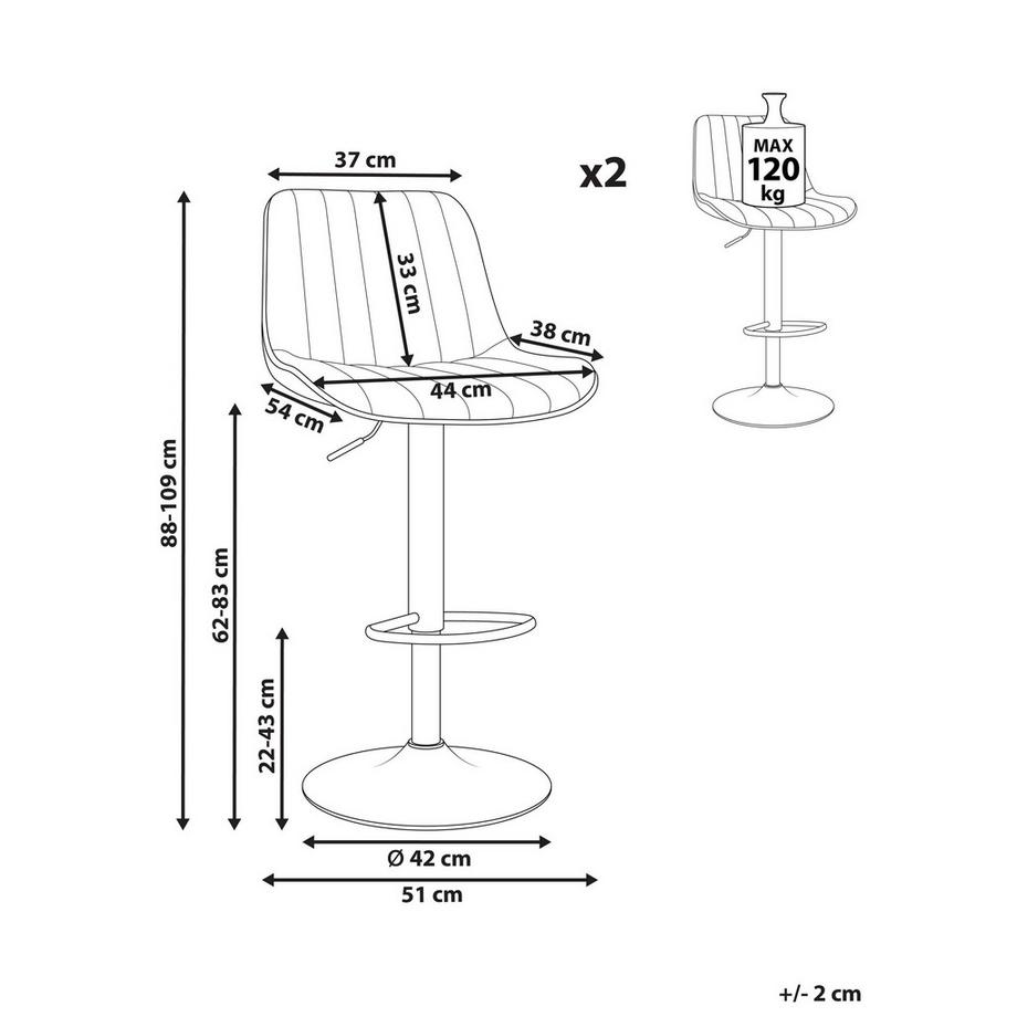 Beliani Set di 2 sedie alte en Pelle sintetica Retrò DUBROVNIK  