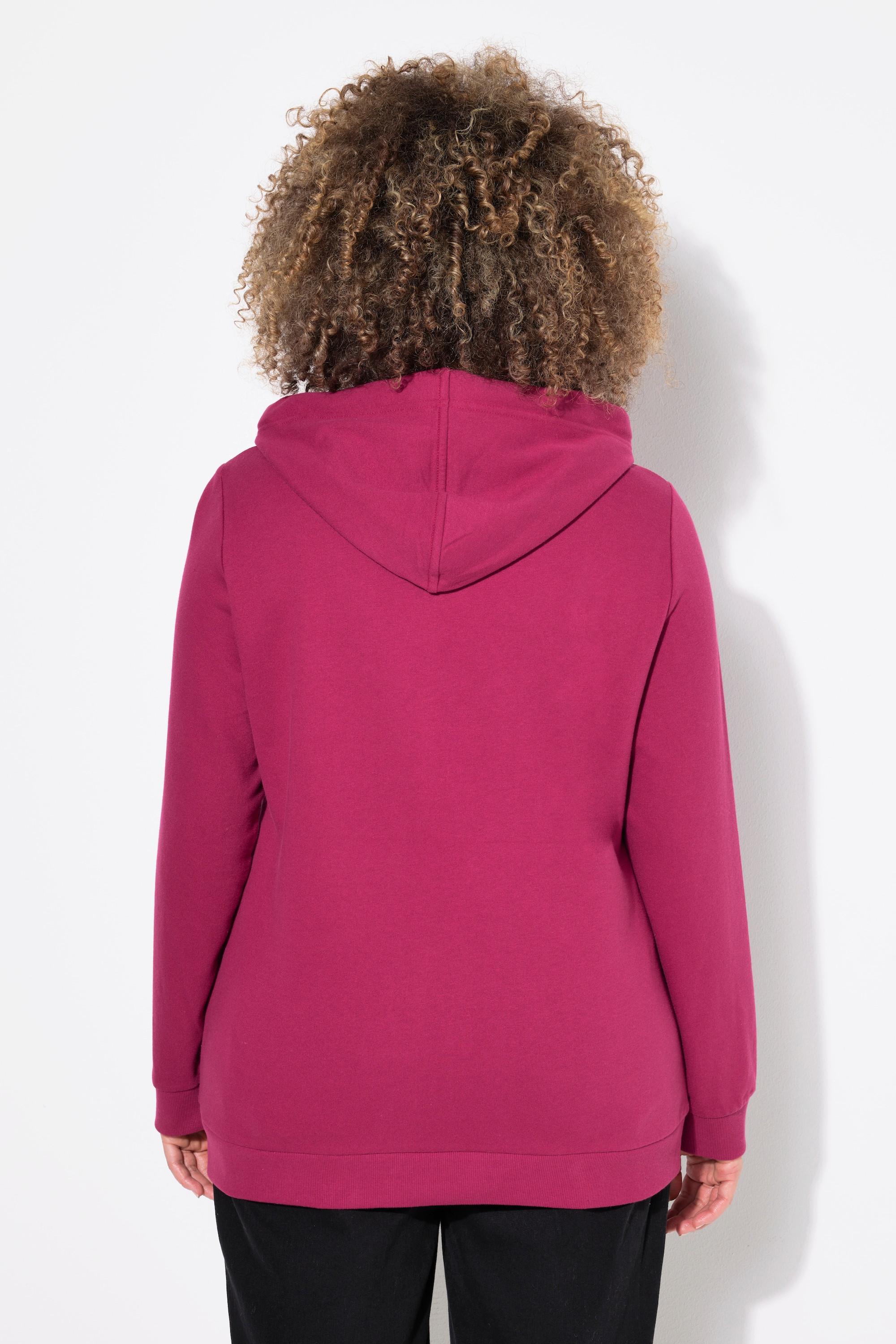 Ulla Popken  Sweat-shirt à capuche et manches longues, imprimé avec paillettes scintillantes 