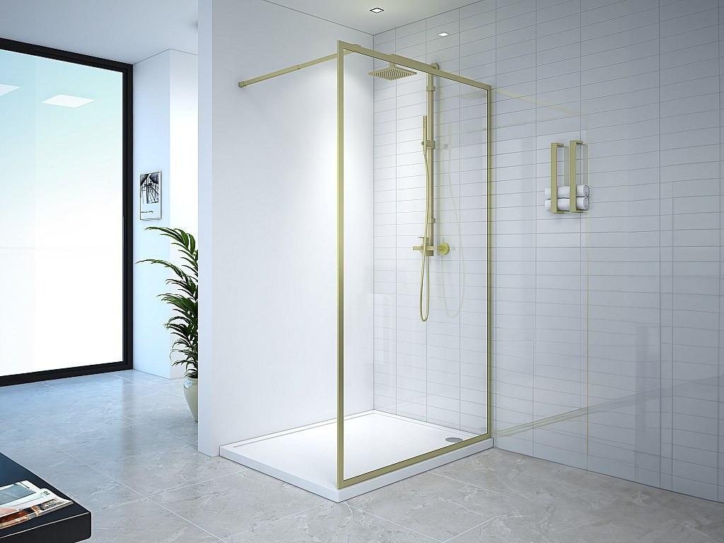 SHOWER DESIGN Duschtrennwand Seitenwand italienische Dusche - 120 x 200 cm - Sicherheitsglas - Goldfarben - AMBERI  