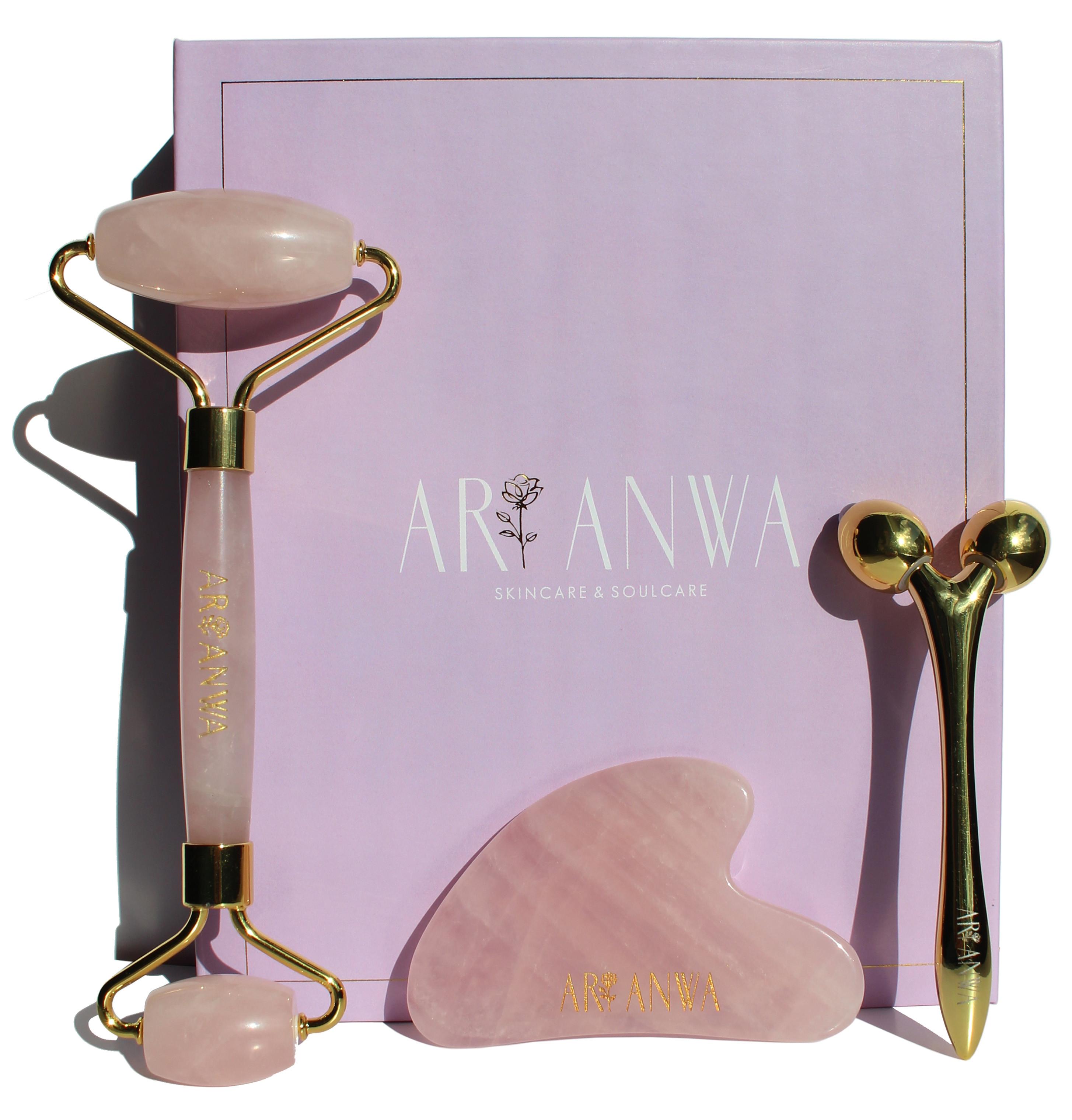 Image of The Glow Kit Rose – Face Yoga Set: Gua Sha, Rosenquarz Roller & 3D Massager The Glow Kit Rose – Face Yoga Set: Gua Sha, Rosenquarz Roller & 3D Massager