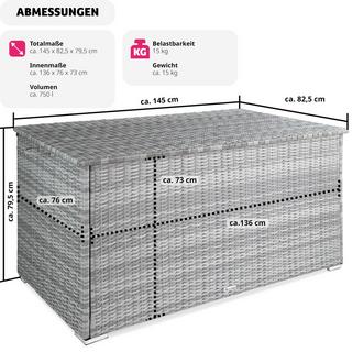 Tectake Box contenitore Oslo 145 x 82,5 x 79,5 cm  