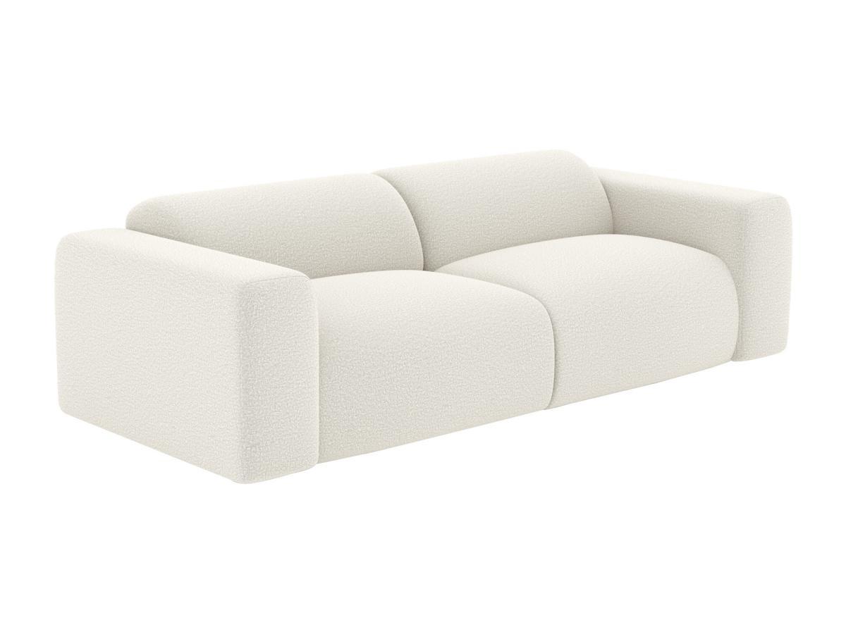 Vente-unique Sofa 3-Sitzer & Hocker - Bouclé-Stoff - Weiß - POGNI von Maison Céphy  