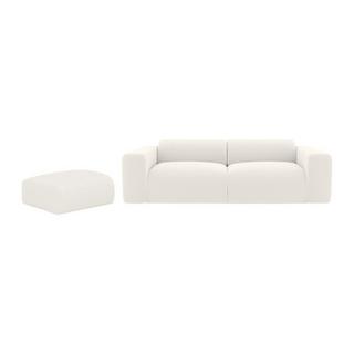 Vente-unique Sofa 3-Sitzer & Hocker - Bouclé-Stoff - Weiß - POGNI von Maison Céphy  