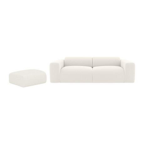 Vente-unique Sofa 3-Sitzer & Hocker - Bouclé-Stoff - Weiß - POGNI von Maison Céphy  