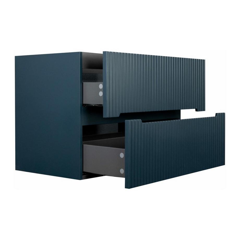 Vente-unique Waschbeckenunterschrank hängend - 80 cm - Blau gerippt - PAVANI  