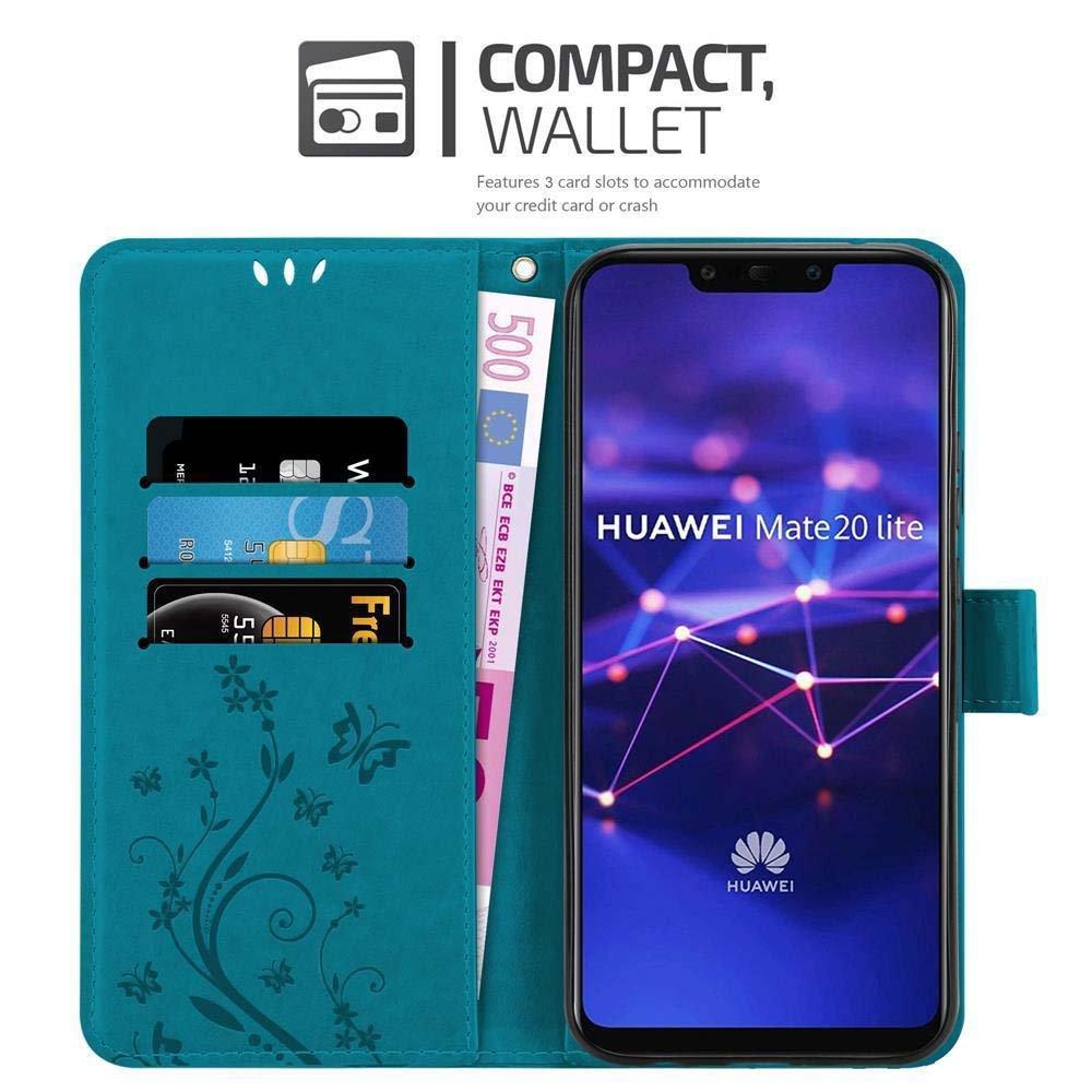 Cadorabo  Hülle für Huawei MATE 20 LITE Blumen Design Magnetverschluss 