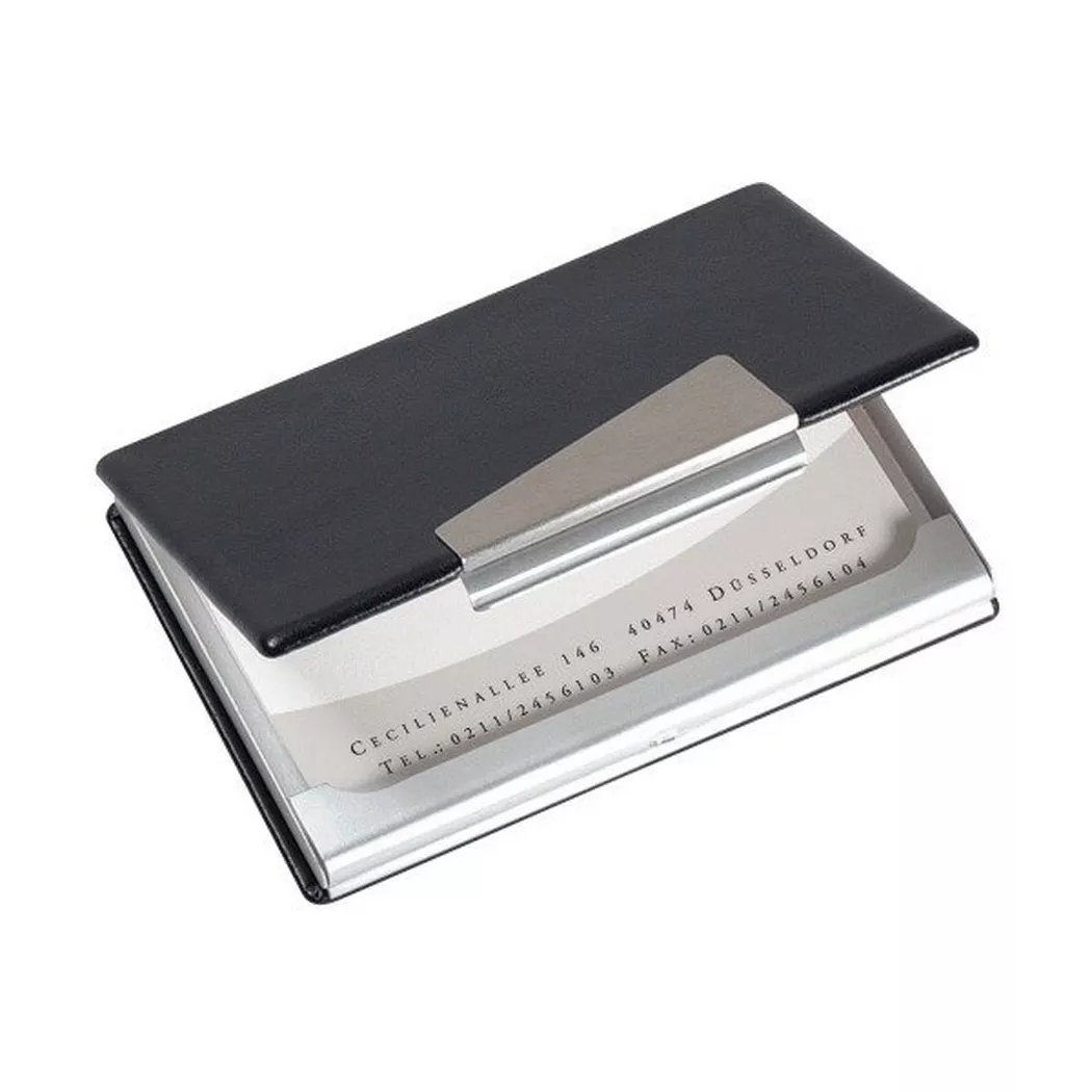 Sigel Visitenkarten-Etui Alu/Lederoptik silber schwarz
