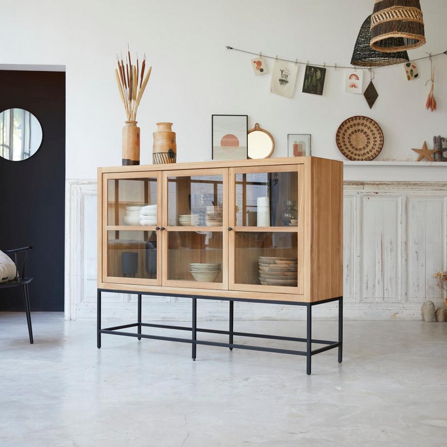 Tikamoon Vaisselier bas en teck massif Babeth  